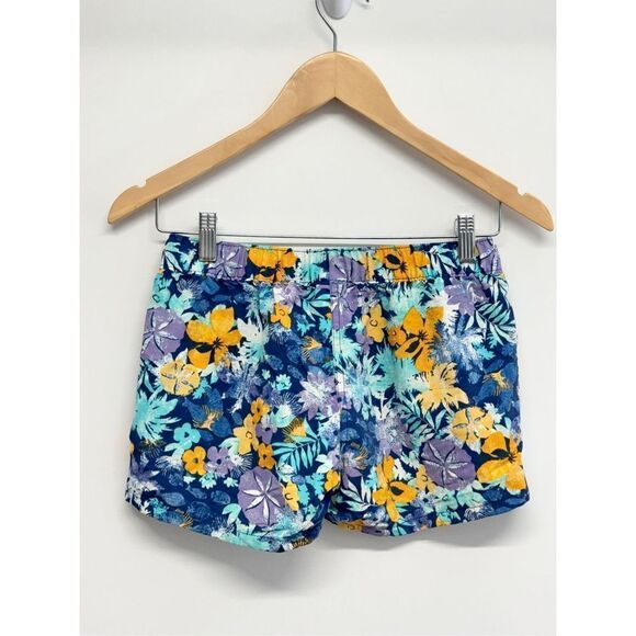 Patagonia Women's Floral Blue and Yellow Shorts - Picture 3 of 10